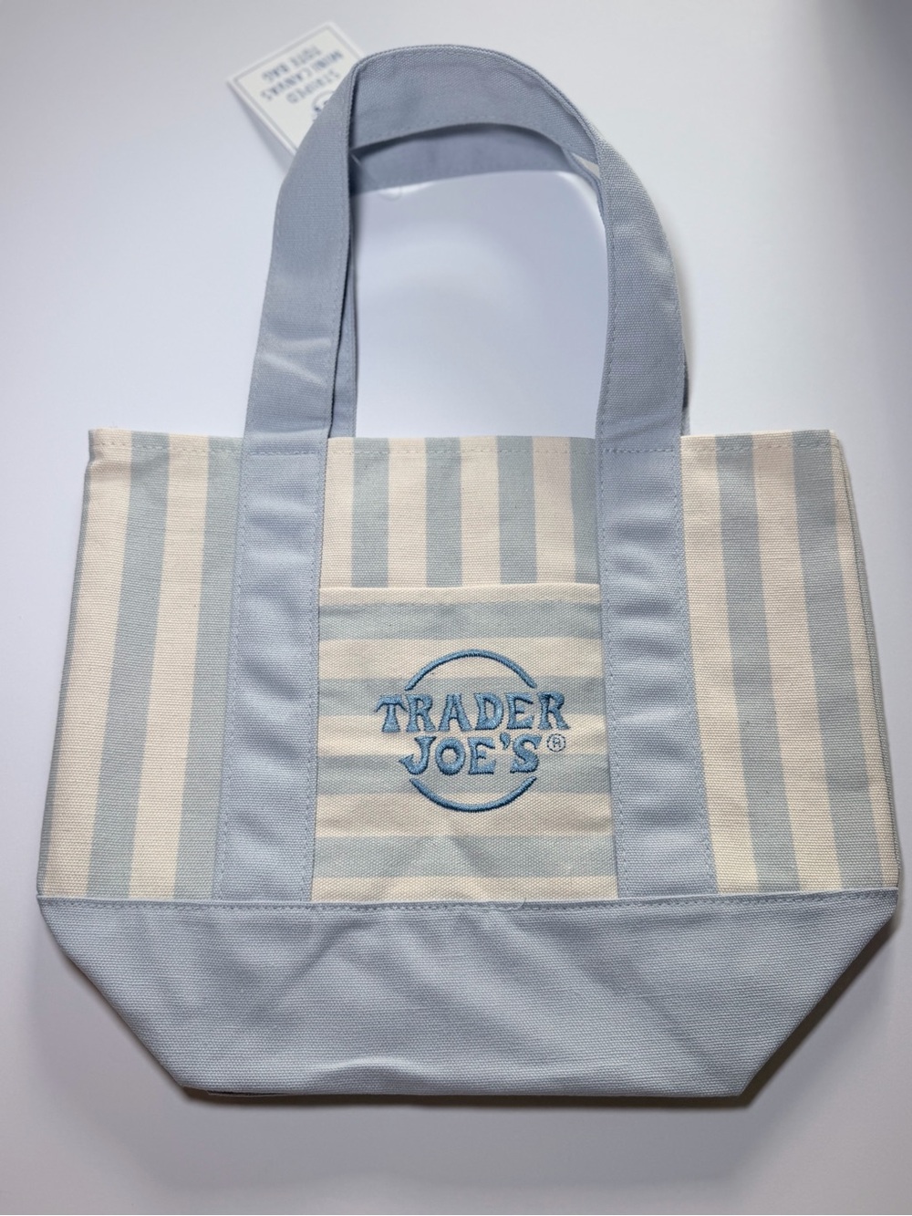 NWT Trader Joe's Light Blue & Cream Striped Tote Bag